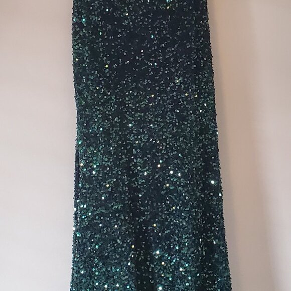 Dark Green Sequined Prom Dress - Picture 2 of 4